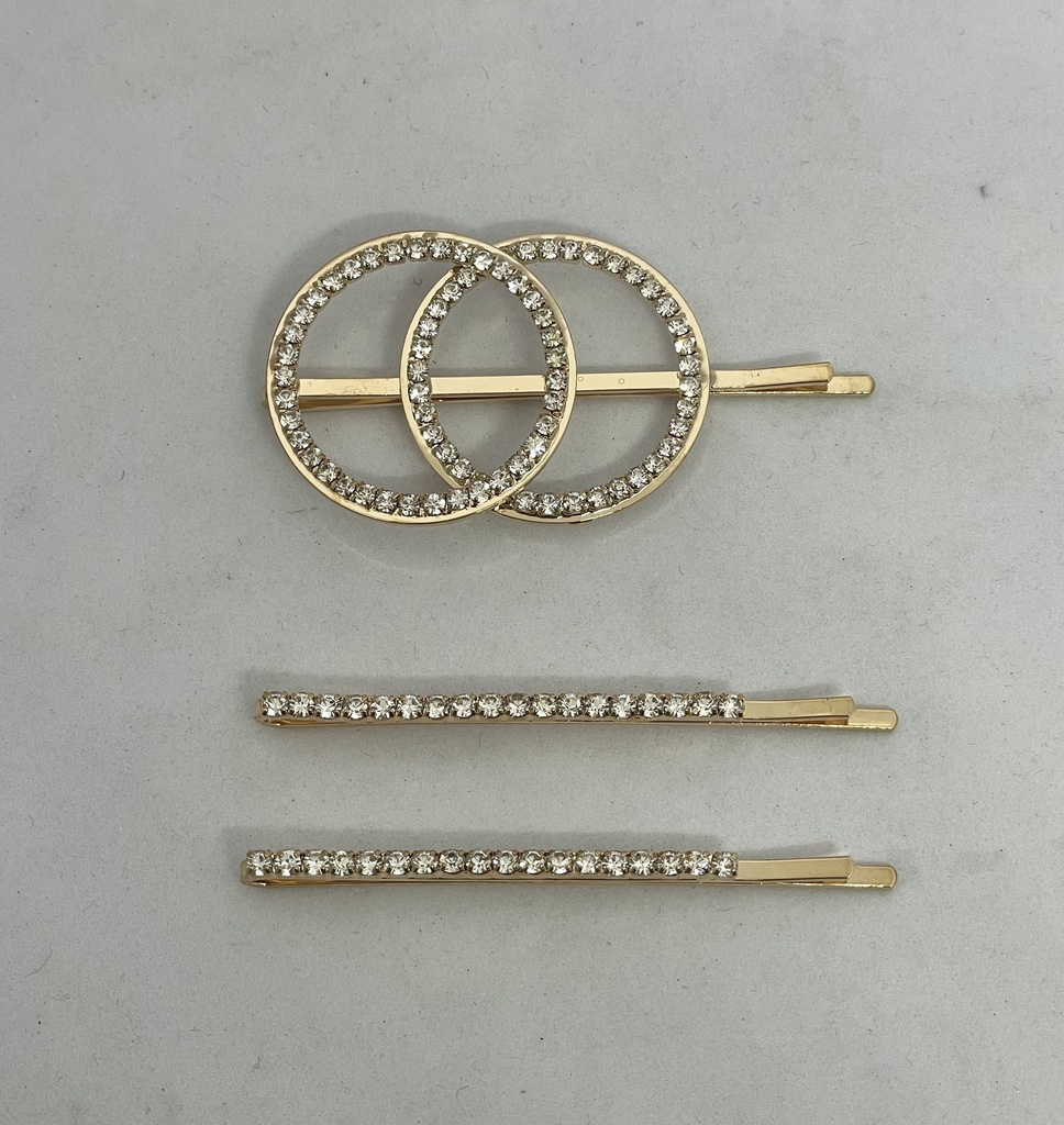 Ganchos Sandinos con brillantito en dorado