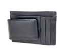 Tarjetero con money clip de cuero negro