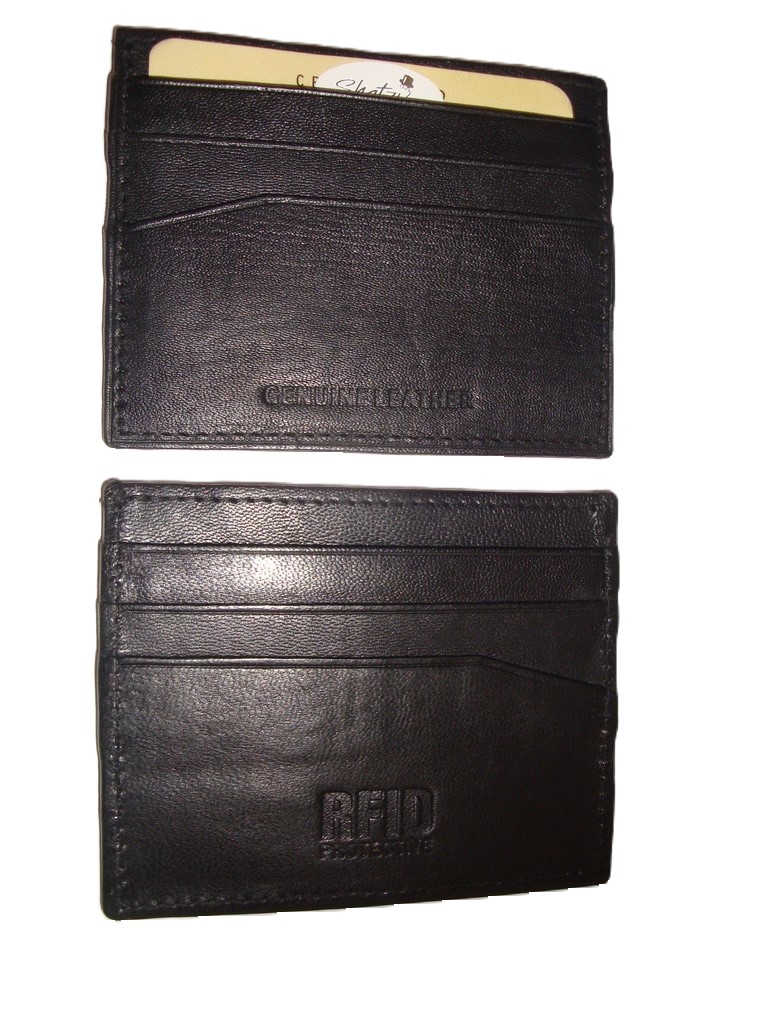 Tarjetero negro de cuero 9.5x7.5cm