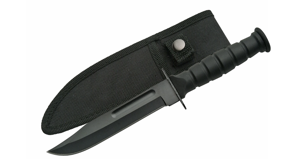 Cuchillo negro con funda