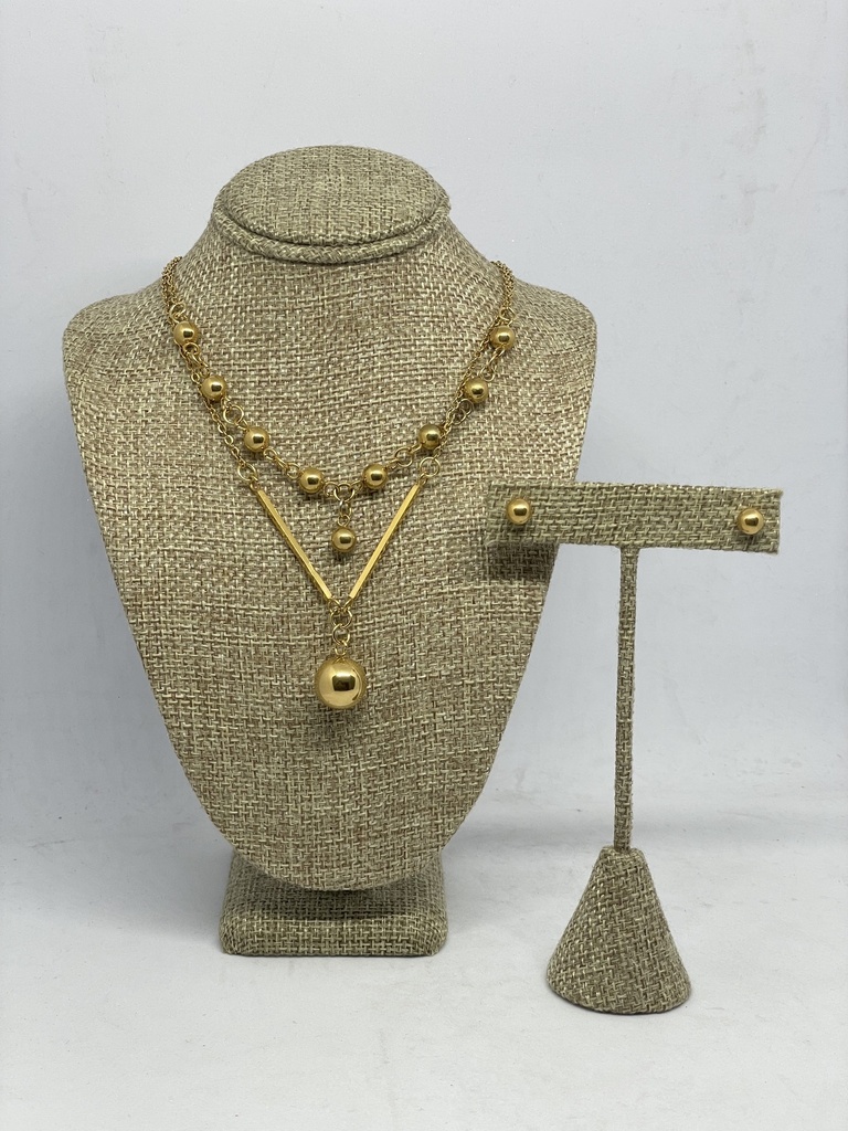 Juego de collar de acero inoxidable en dorado