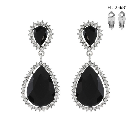 [61707] Arete con brillantito negro