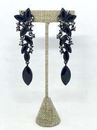 [61709] Aretes largos con brillantito negro