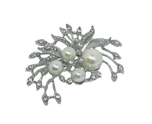 Prendedor de metal con perla y brillantito