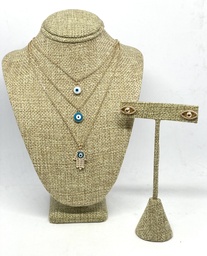 [62916] Set de collar y aretes con ojo turco dorado