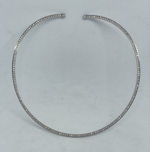 [63016] Collar Omega plateado con brillantito