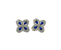 [63698] Aretes dorados con brillantito azul