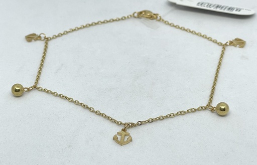 [64258] Tobillera de ánclas de acero inoxidable dorado