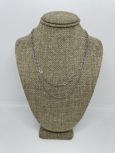 [64428] Collar de 2 hilos en plateado