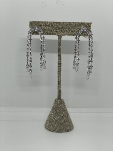 [64550] Arete Largo con Brillantito Plateado