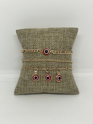 Set de pulseras con ojo turco en dorado