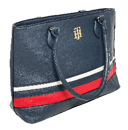 [65542] Bolsa azul de cuerina con franjas