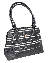 [65543] Bolsa negra de cuerina con rayas