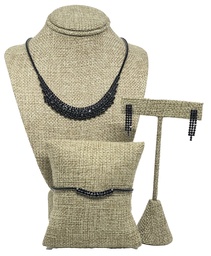 [65945] Collar y aretes de brillantito negro