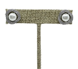 [65980] Arete con perla y brillantito plateado