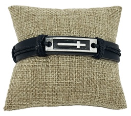 [66147] Pulsera negro con cruz