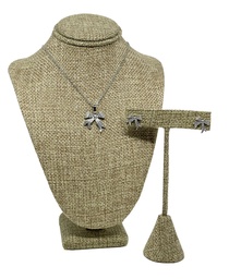 [66198] Collar y aretes plateado