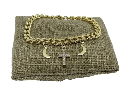 Pulsera de acero inoxidable con cruz