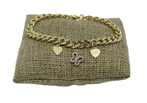 [66241] Pulsera de acero inoxidable dorado con mariposa