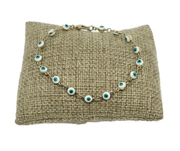 [66244] Pulsera dorada y turquesa con ojo turco