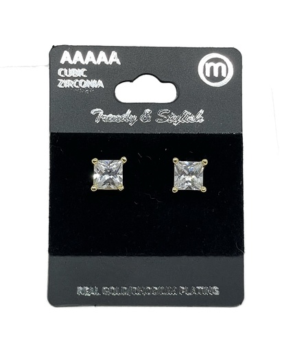 [66251] Aretes dorados con brillantito cubic zirconia