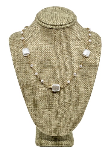 [66295] Collar dorado con perlitas