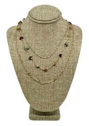 [66296] Collar dorado de 3 hilos con piedras