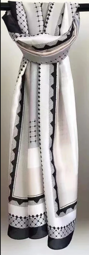 [66317] Pañuelo largo gris-negro 74"X35"