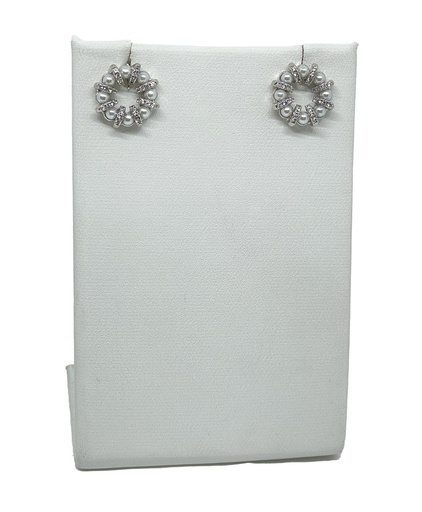 [66324] Aretes de rodio plateado con perla