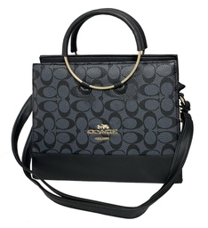 Bolsa café de cuerina con aro dorado
