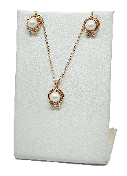 [66936] Set collar y aretes de rodio dorado