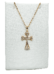 [67046] Cadena cruz de rodio con brillantito