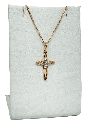 [67066] Cadena cruz de rodio con brillantito