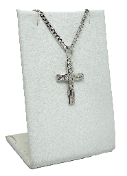 [67070] Cadena cruz de rodio plateado con brillantito