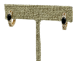 [67098] Argolla de rodio dorado con piedra negra