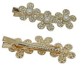 Gancho de pinza con florecitas y brillantitos