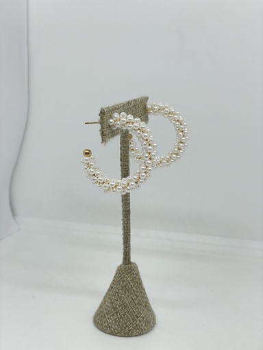 Argollas con perlitas 3 x 3 cm