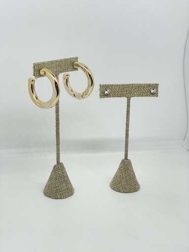 Set-de aretes con brillantito 1/2cm y argollas 3.9 x 3.9 cm