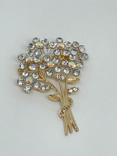 Prendedor con brillantito y flores 4x5 cm