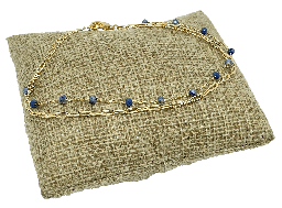 [67597] Pulsera dorado con piedra azul de 2 hilos