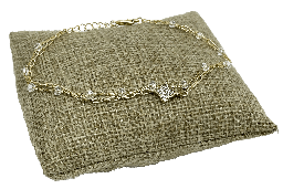 [67598] Pulsera dorada de 2 hilos con piedras blancas