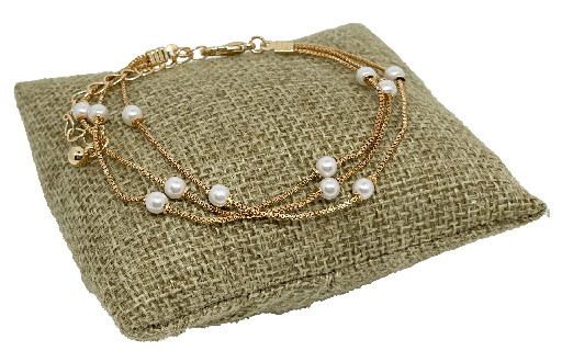 Pulsera de hilos con perlas blancas