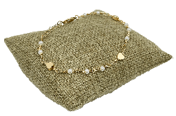 [67615] Pulsera dorado con blanco y corazones