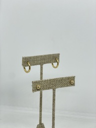 [67622] Set de aretes dorado en acero inoxidable 1/2perlita 1.5cm argolla