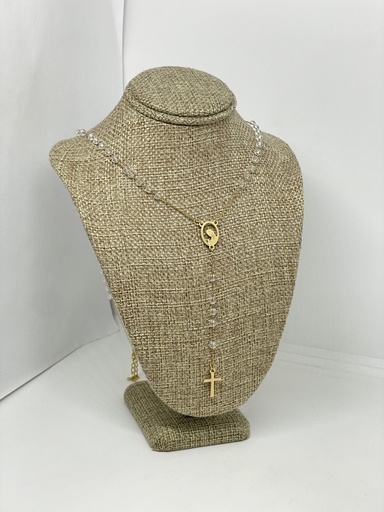 [67630] Rosario dorado con piedrita trasparentes 29cm