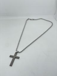 [67633] Cadena plateada con cruz 4.5cmx26.5cm