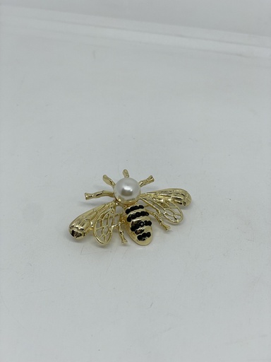 [67655] Prendedor dorado con negro de metal de abeja