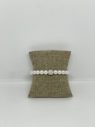[67660] Pulsera blanca de perlas con brillantitos