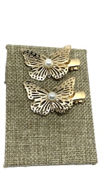 [67662] Set de ganchos dorados con perla