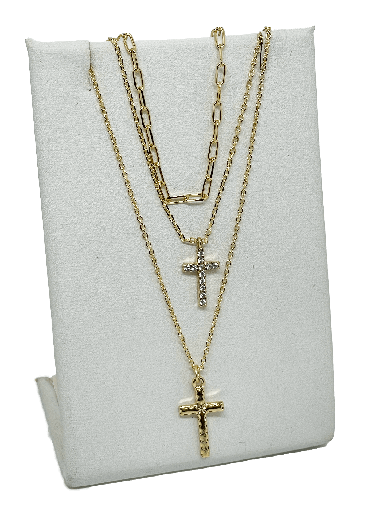 Cadena de 3 hilos con cruz x 44 cm L.